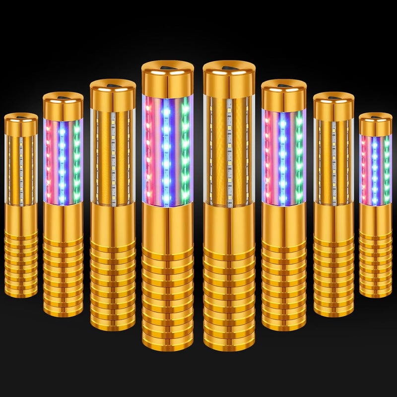 TTLYUGN 8 قطع ضوء ستروب باتون LED RGB قابل لإعادة الشحن لخدمة الزجاجات عصي الألعاب النارية القابلة لإعادة الاستخدام لزجاجة الشمبانيا محمولة للاستخدام في النادي المسرحي حفلة نادي ليلي حدث بار خارجي - ذهبي - Image 1